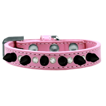 Mirage Pet Products Crystal & Black Spikes Dog CollarLight Pink Size 12 625-BK LPK12